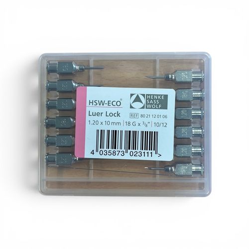 Stainless Steel Reusable Needles, 18G x 3/8", 12 Pack