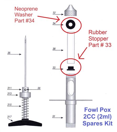 Spares Kit for Fowl Pox 2CC (2ml) Vaccinator